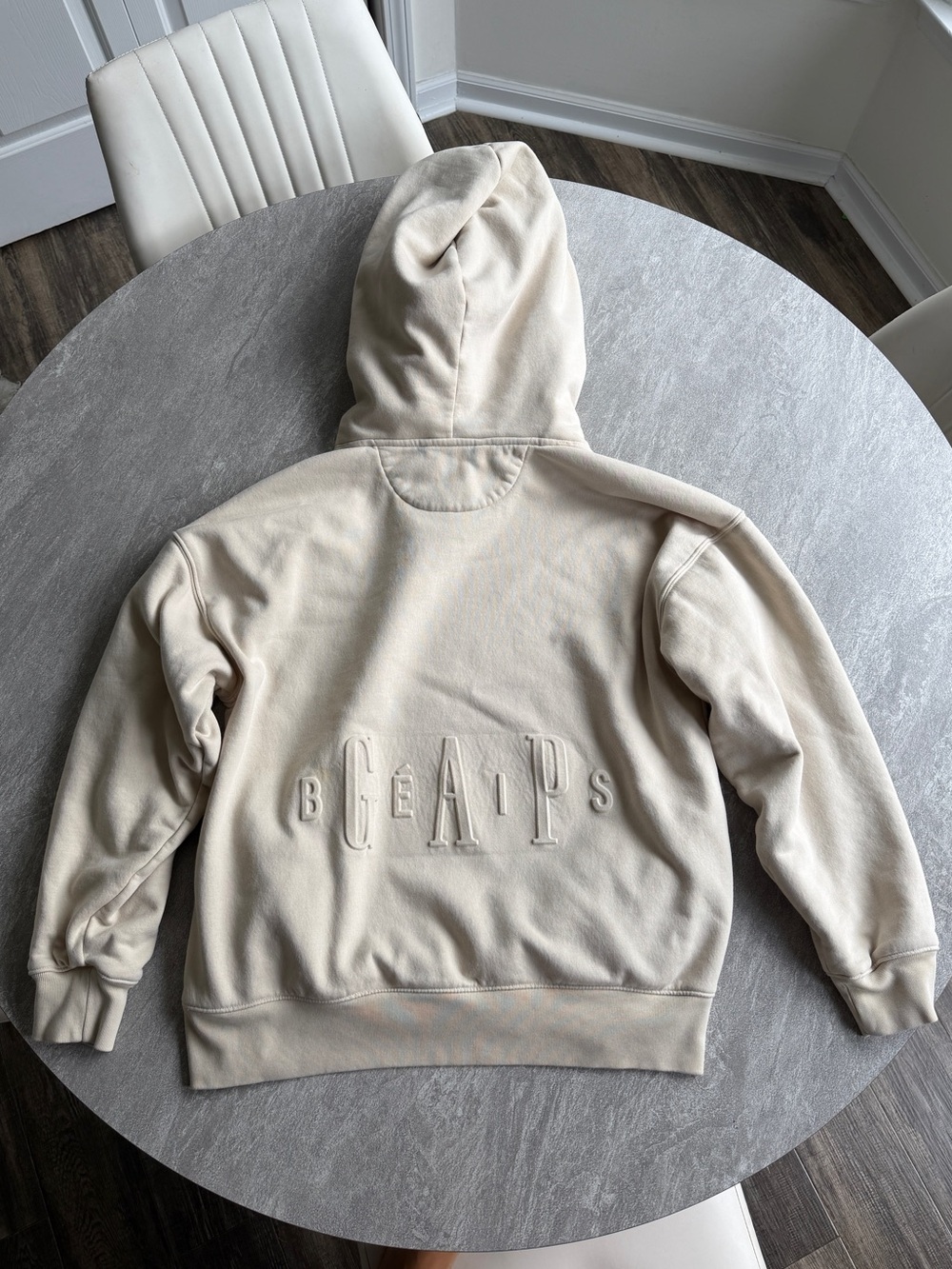Gap X BEIS Adult Heavyweight Travel Hoodie Size Gap beige hoodie with 'BEAPS' S